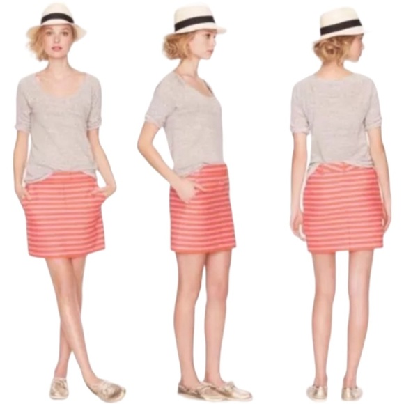 J Crew Factory Striped Mini Skirt Pink Orange 2 - Picture 2 of 15